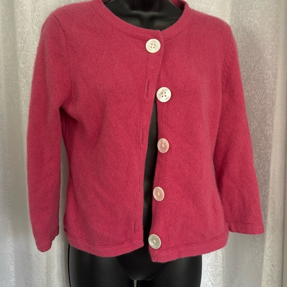 DUSTY ROSE ANGORA CARDIGAN Sweater Sz: M - Picture 1 of 7